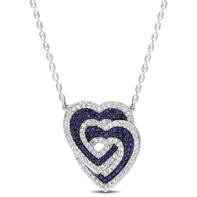 Deep bib necklaces-Mimi & Max Interlocking Hearts Pendant with Chain in Sterling Silver