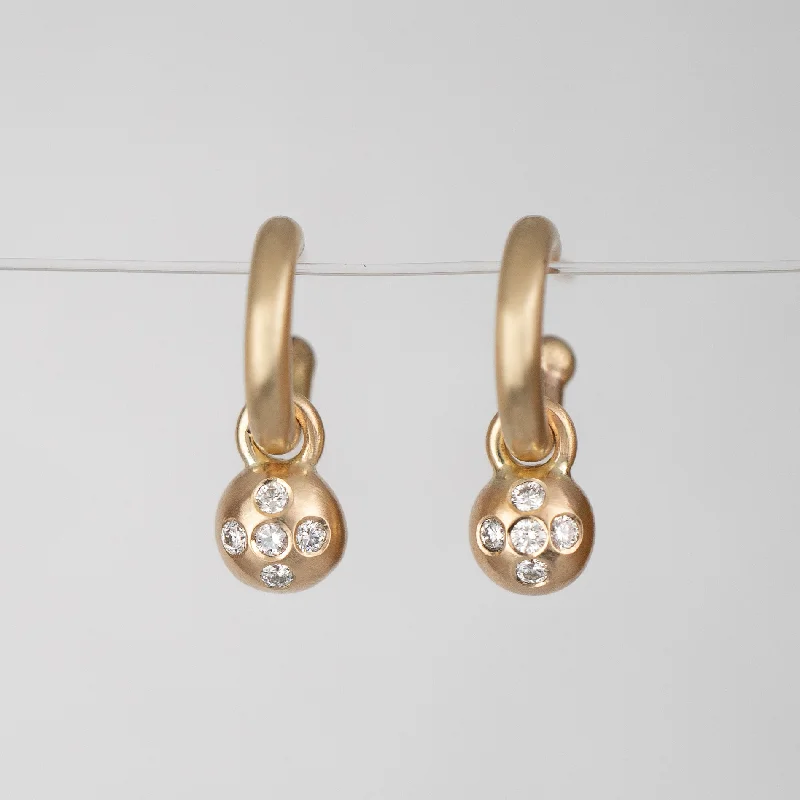 Flow shape earrings-Intersect Diamond Charm Hoops