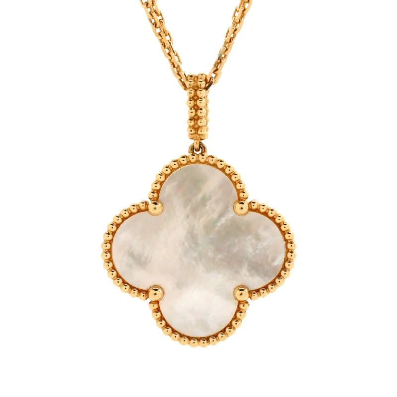 Stone weave necklaces-Magic Alhambra Long Necklace 18K Yellow Gold and Mother of Pearl