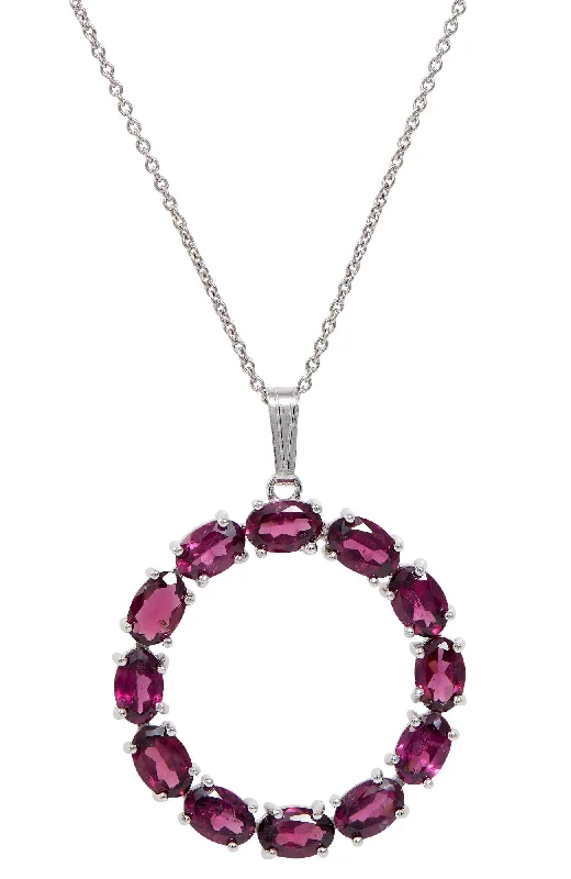 Aged coin necklaces-STERLING SILVER RHODOLITE CIRCLE PENDANT