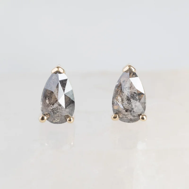 Flow design earrings-The Salt and Pepper Diamond Stud Earrings | 10K Yellow Gold