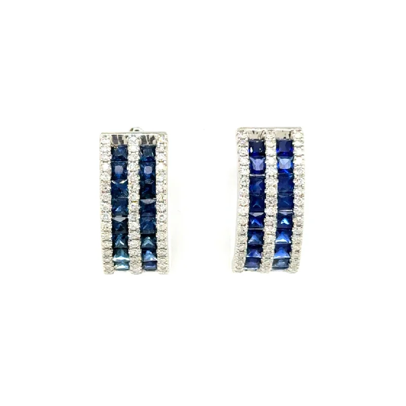 Blended metal earrings-Platinum 3.16cttw Sapphire & 0.62cttw SC Diamond Earrings