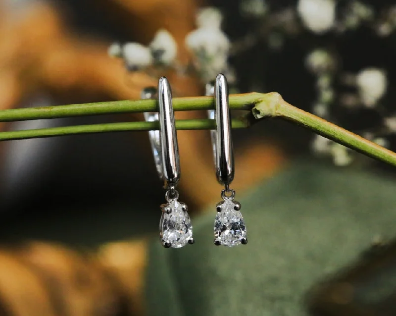 Tiny triangle earrings-1/2CTW PEAR LAB-GROWN DIAMOND LEVER BACK EARRINGS