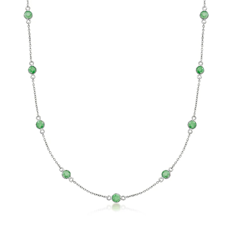 Bright name necklaces-Ross-Simons Emerald Station Necklace in Sterling Silver