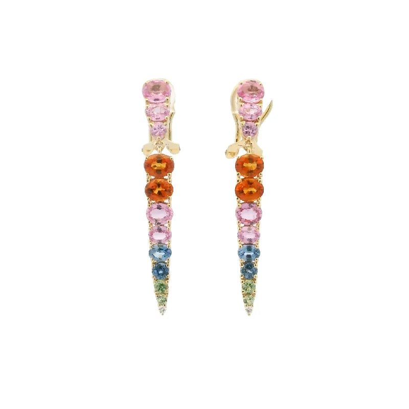 Light enamel earrings-14K Yellow Gold 5.70cttw Multi Sapphire & 0.03cttw Diamond Earrings by Bellarri