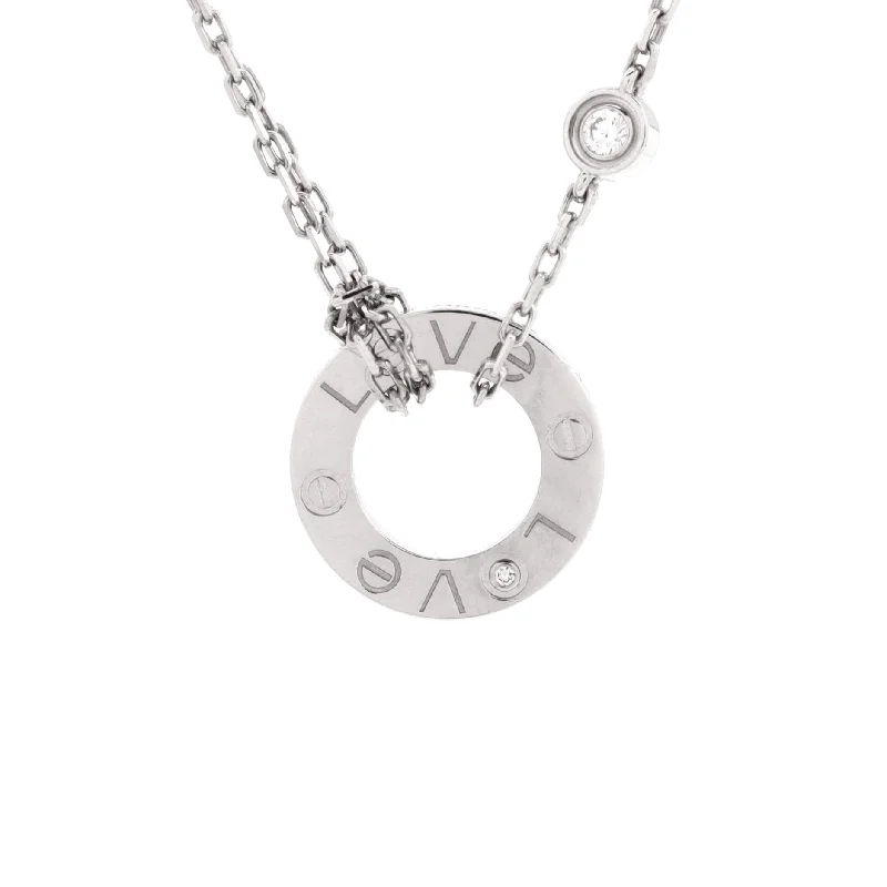 High gloss necklaces-2 Diamonds Love Pendant Necklace 18K White Gold with Diamonds