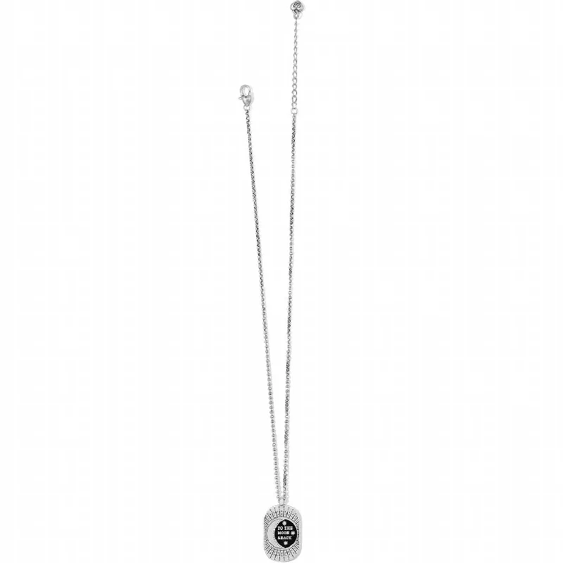 Flow shape necklaces-Women's Emblem Moon Necklace In Silver