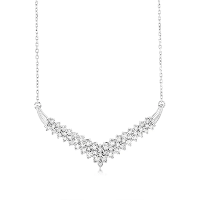 Astro sign necklaces-Sterling Silver  0.45 Carat Diamond Necklace