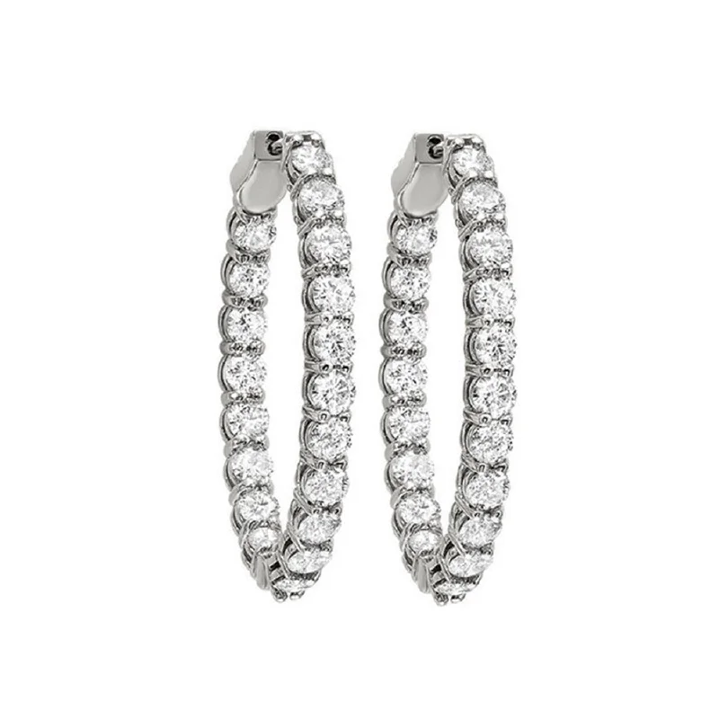 Aged coin earrings-14K White Gold 1.50cttw Diamond Inside/Outside Hoop Earrings