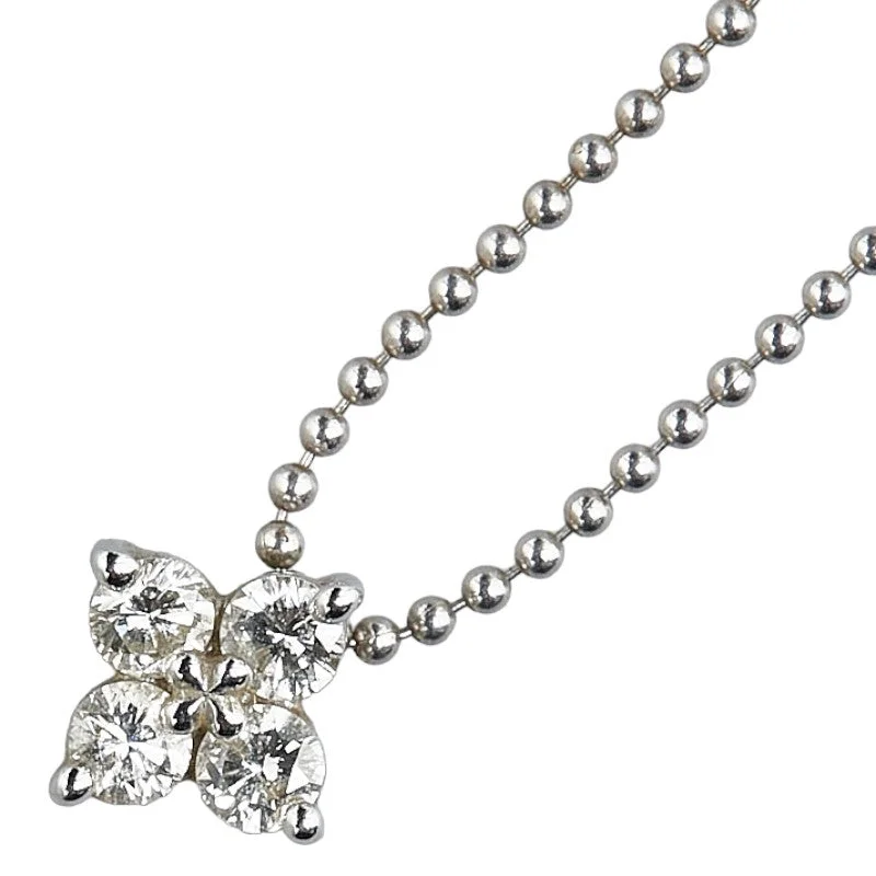 Subtle filigree necklaces-Tasaki K14WG White Gold Flower Motif Necklace