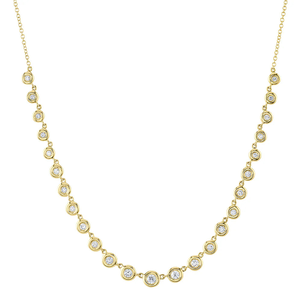 Mist glass necklaces-Bezel Set Diamond Tennis Necklace