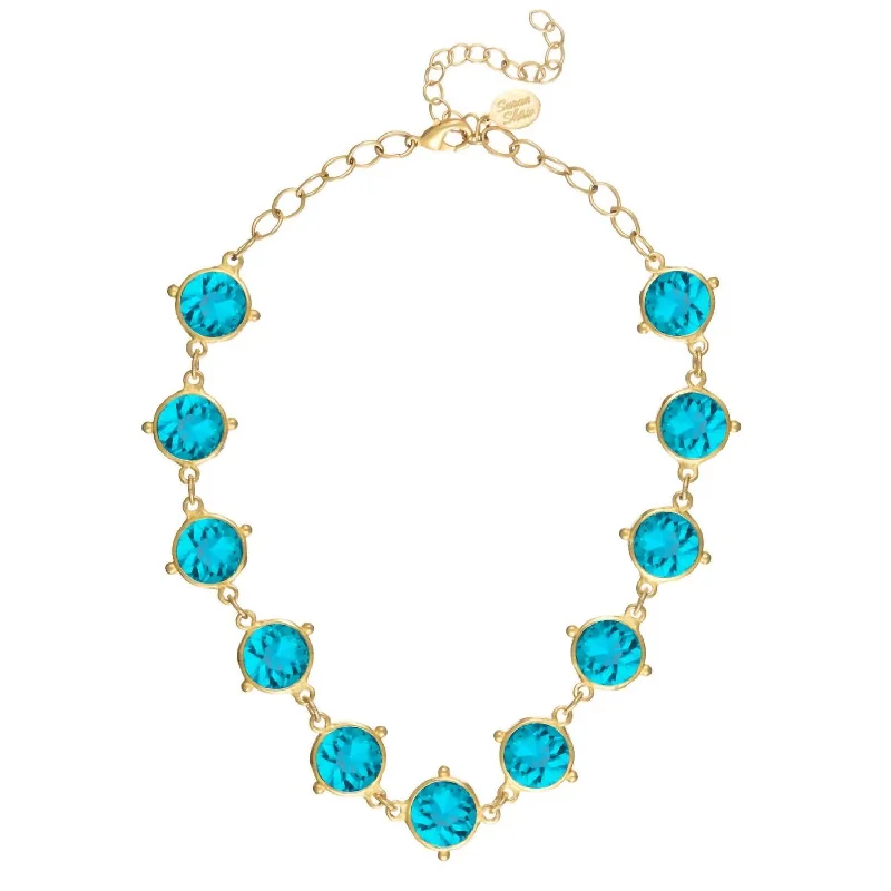 Fine choker necklaces-Women's Coupe Promenade Tennis Necklace In Aqua