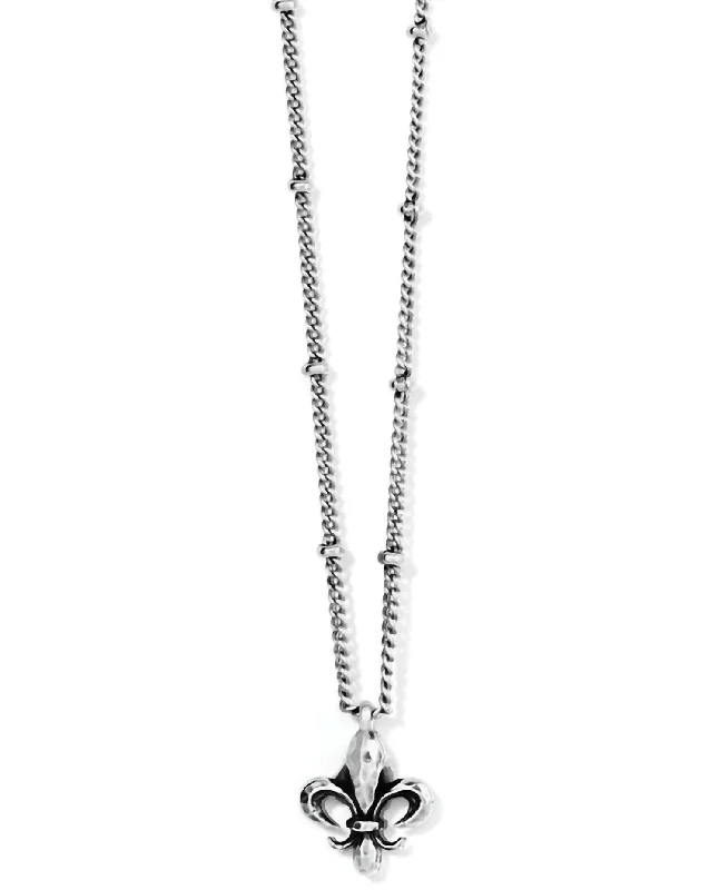 Firm clasp necklaces-Women's Fleur De Lis Mini Necklace In Silver