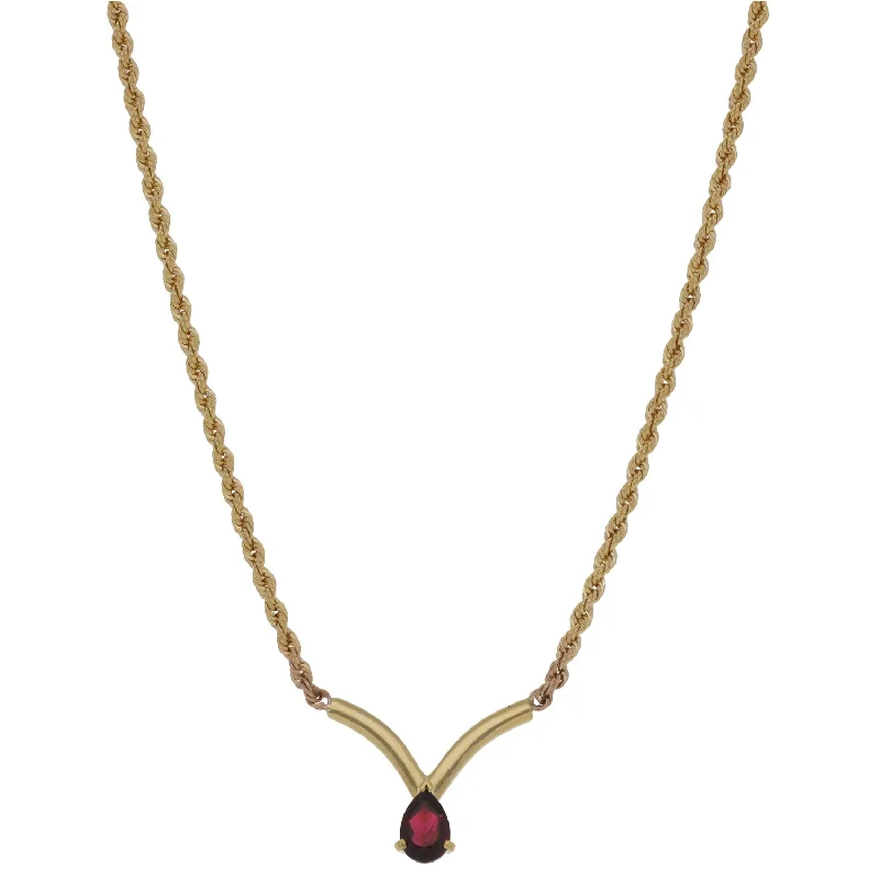 Galaxy sign necklaces-9ct Gold Garnet Fancy Necklace 18"