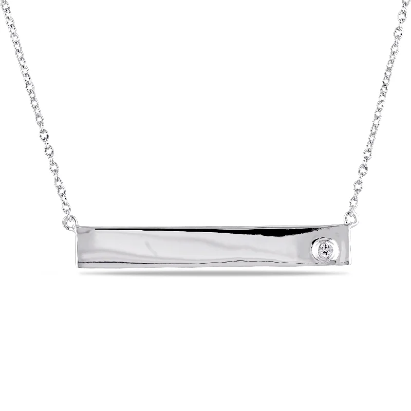 Tiny stone necklaces-Mimi & Max White Sapphire Linear Necklace in Sterling Silver