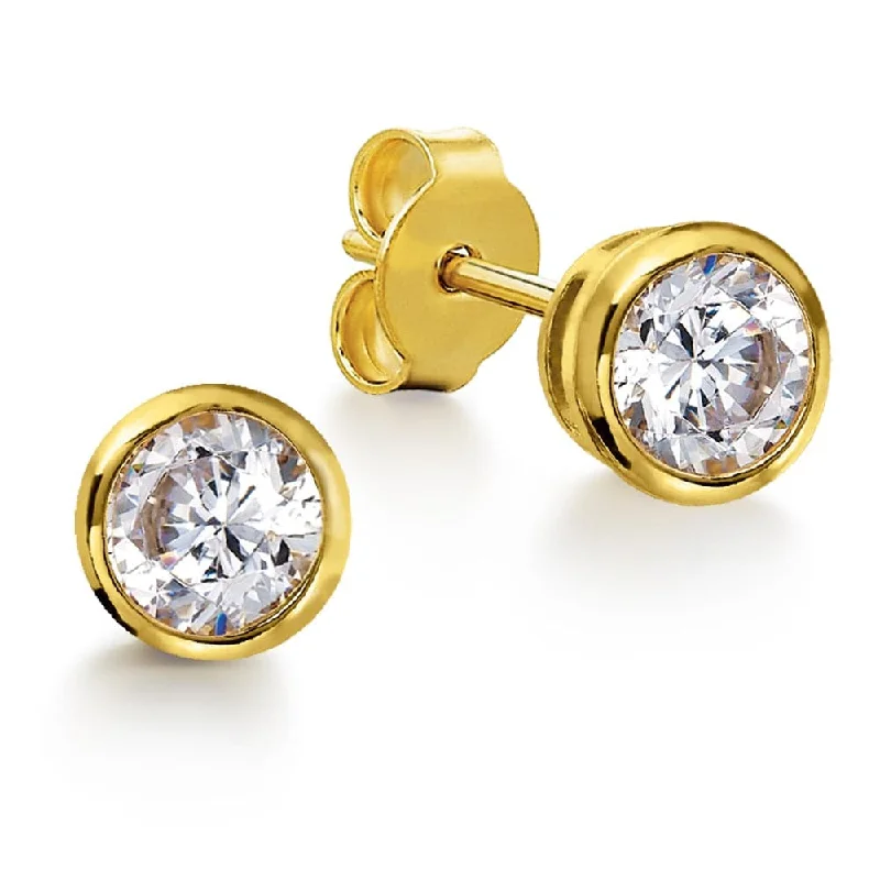 Aged coin earrings-2 ct. t.w. Bezel Solitaire Studs