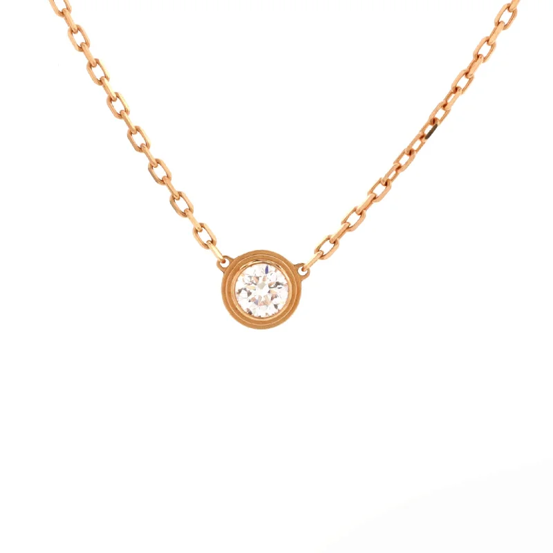 Solid bib necklaces-D'Amour Pendant Necklace 18K Rose Gold with Diamond Large