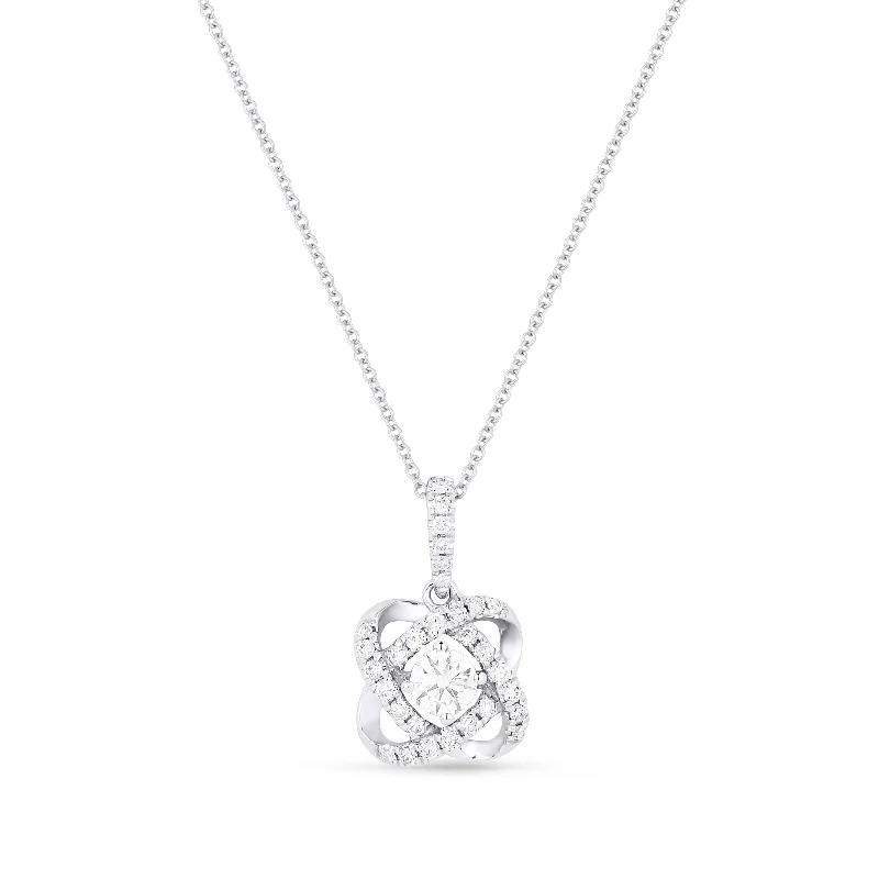 Deer charm necklaces-0.13Ct Diamond 16"pendant Necklace In 14K White Gold