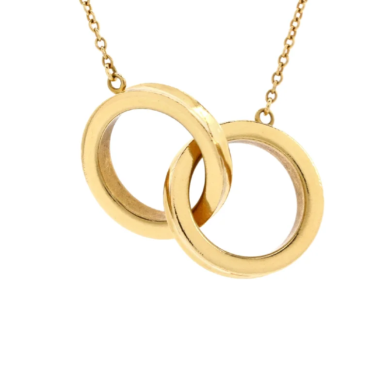 Mystic eye necklaces-1837 Interlocking Circles Pendant Necklace 18K Yellow Gold Small