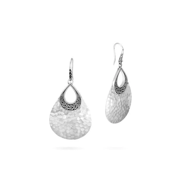 Lily motif earrings-Classic Chain Hammered Silver Drop Earrings by John Hardy