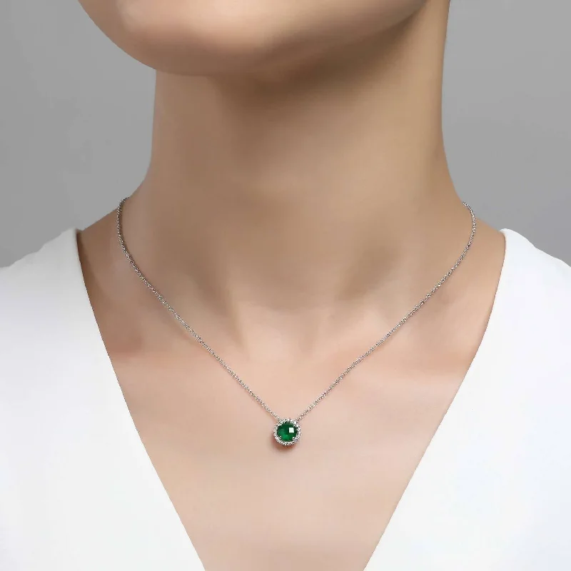 Fiber weave necklaces-May Birthstone Necklace In Emerald/silver