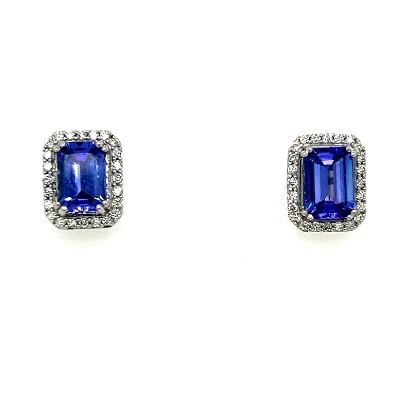 Tiny star earrings-14K White Gold 2.30cttw Tanzanite & 0.20cttw Diamond Earrings