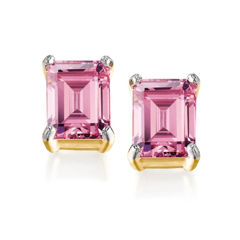 Emerald earrings-Pink Emerald Cut  Earrings