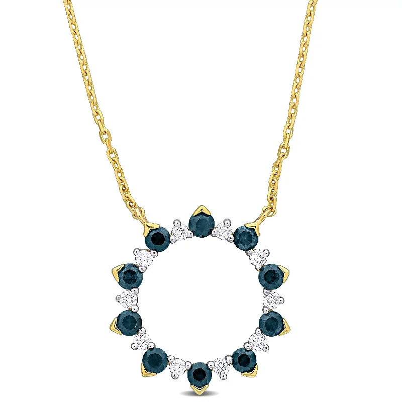 Celestial star necklaces-Mimi & Max 5/8ct TGW Blue Sapphire and 1/6ct TDW Diamond Pendant with Chain in 10k Yellow Gold - 16.5 in