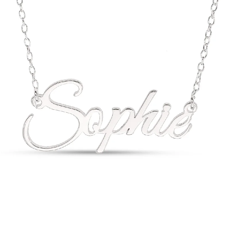 Silk fringe necklaces-Signature Sterling Silver Personalised Name Necklace Pendant On 16inches Chain