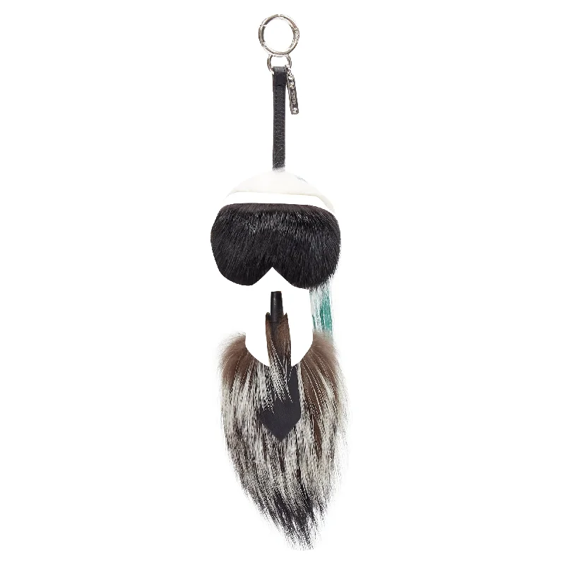 Fine-line necklaces-Fendi Karl Lagerfeld Karlito fox fur hair leather bag bug char