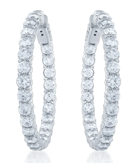 Slim hoop earrings-14K White Gold 5.01cttw GH-SI1 Diamond Hoop Earrings