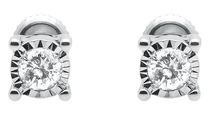 Old flair earrings-14K White Gold 0.33cttw I1 H-I Solitaire Diamond Earrings in Reflections Mountings