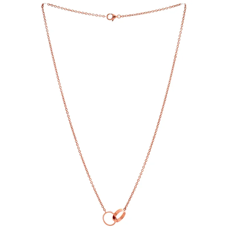 Suspended gem necklaces-Love Interlocking Necklace 18K Rose Gold