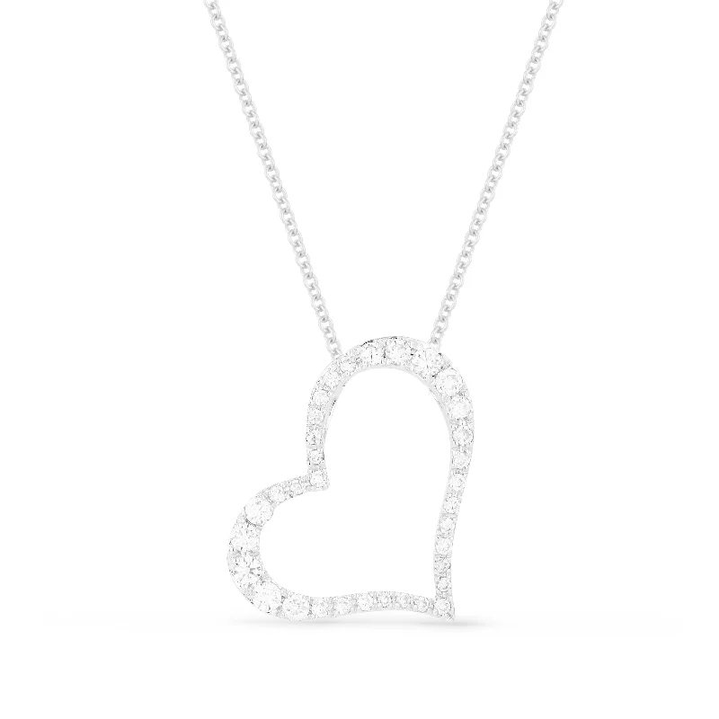 Lily flower necklaces-0.22Ct Diamond 16"pendant Necklace In 14K White Gold