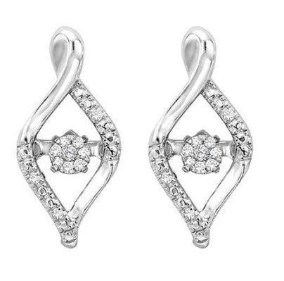 Thick hoop earrings-Sterling Silver 0.10cttw Diamond Rhythm Of Love Earrings