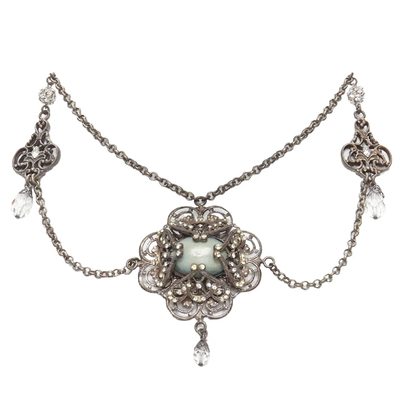 Deer charm necklaces-Dolce & Gabbana distressed baroque opal rhinestone crystal chandelier necklace