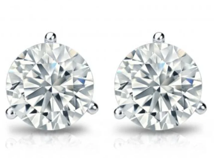 Light clay earrings-14K White Gold 0.81cttw SI2/3 FG RBC Stud Earrings