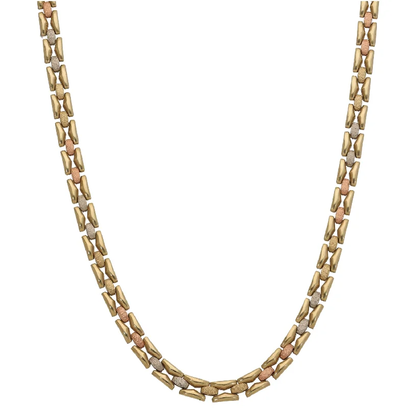 Tiered chain necklaces-9ct Tri-Colour Gold Fancy Necklace 16"