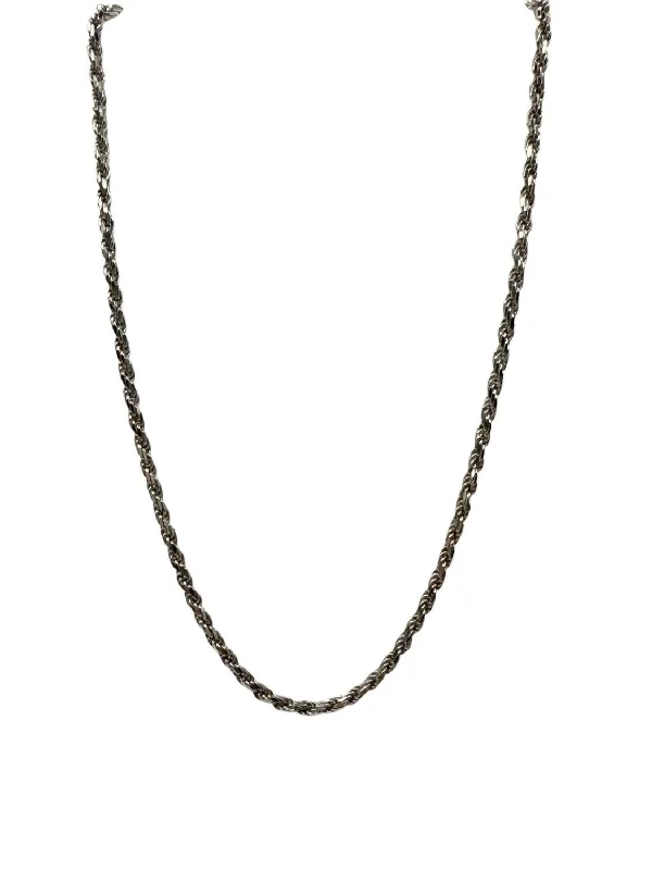 Bold stone necklaces-Diamond Cut Rope Chain Necklace In 14K White Gold