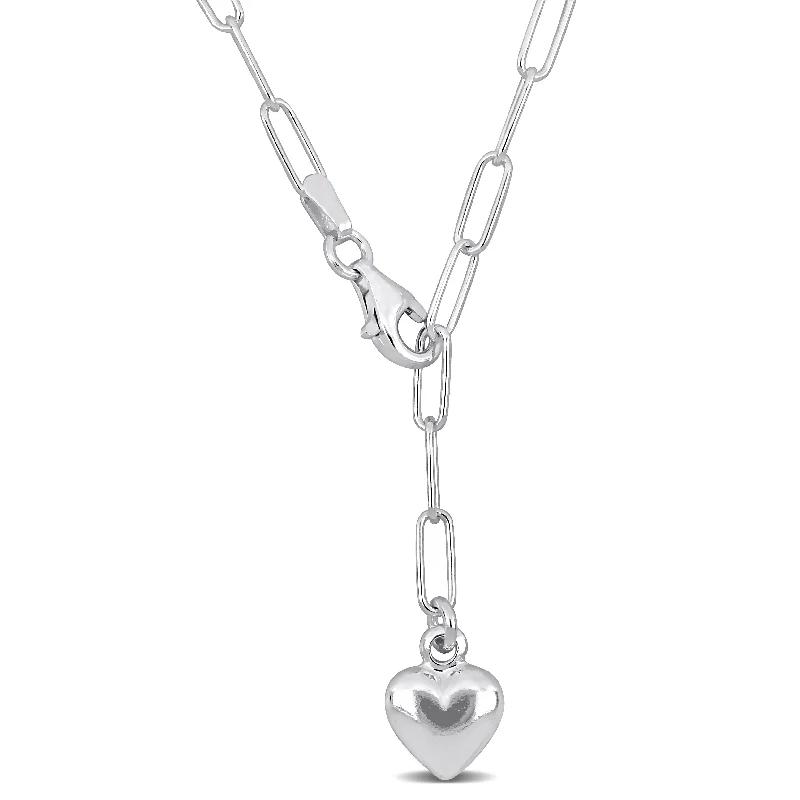 Galaxy sign necklaces-Mimi & Max 3mm Heart Charm Lariat Oval Link Necklace in Sterling Silver - 16 in