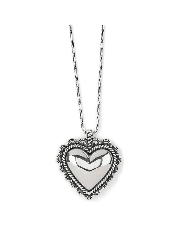 Stone weave necklaces-Women's Sonora Bold Heart Necklace In Silver