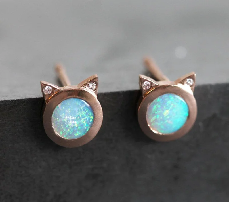 Bright pearl earrings-Opal Earrings, Rose Gold Earrings