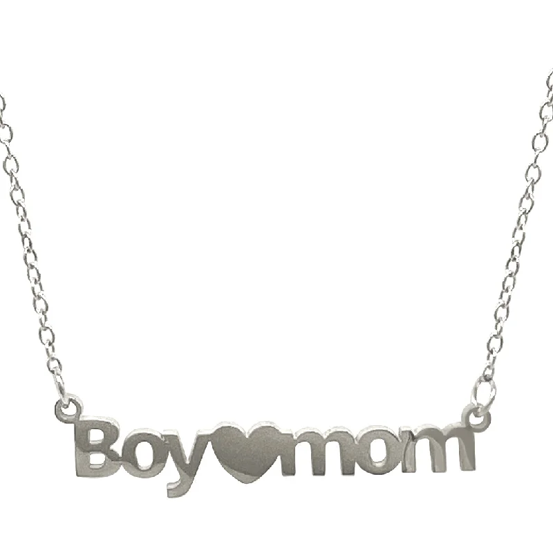 Twisted thread necklaces-Adornia Boy Mom Heart Necklace silver