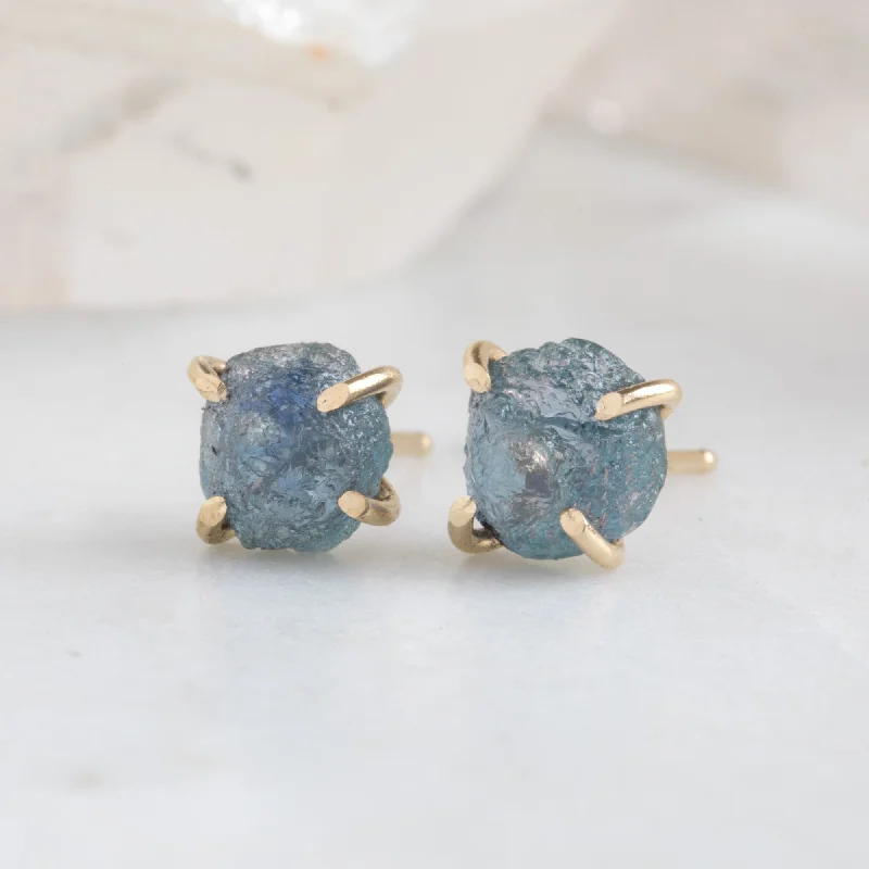 Shiny druzy earrings-The Raw Montana Sapphire Stud Earrings | Gold Filled