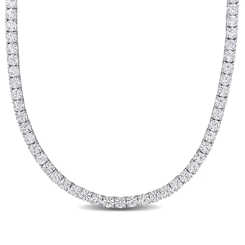 Shiny druzy necklaces-33 CT TGW Created White Sapphire Tennis Necklace in Sterling Silver