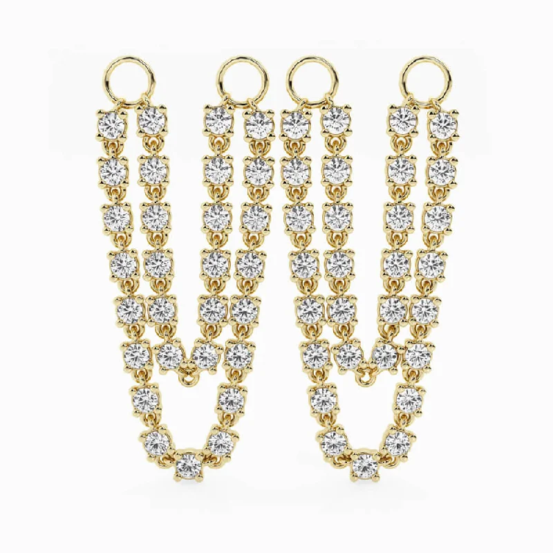 Solid ring earrings-Connecting Double Chain Earring