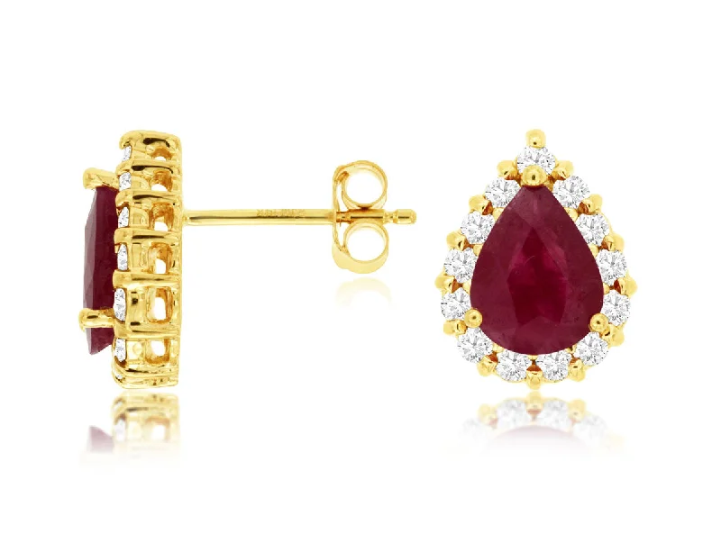 Whimsical pair earrings-Ruby Stud Earrings