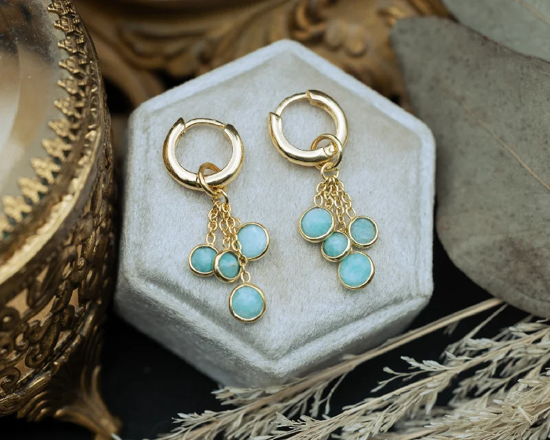 Tapered drop earrings-BELLA COLLECTION -18K GOLD VERMEIL SILVER BELLA DANGLE EARRINGS WITH AMAZONITE - BY JORGE REVILLA