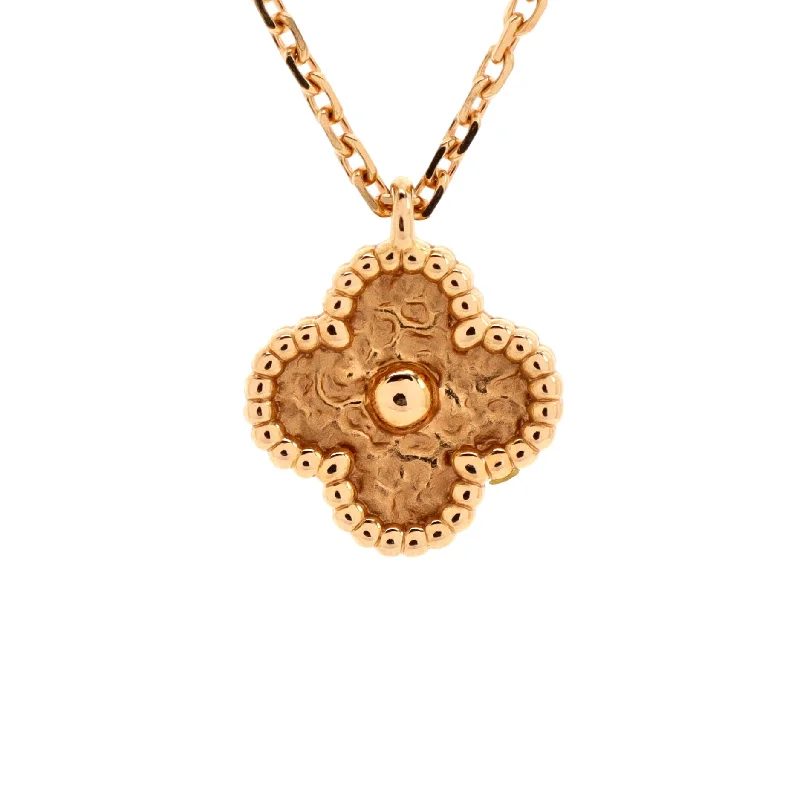 Twist knot necklaces-Sweet Alhambra Pendant Necklace 18K Rose Gold