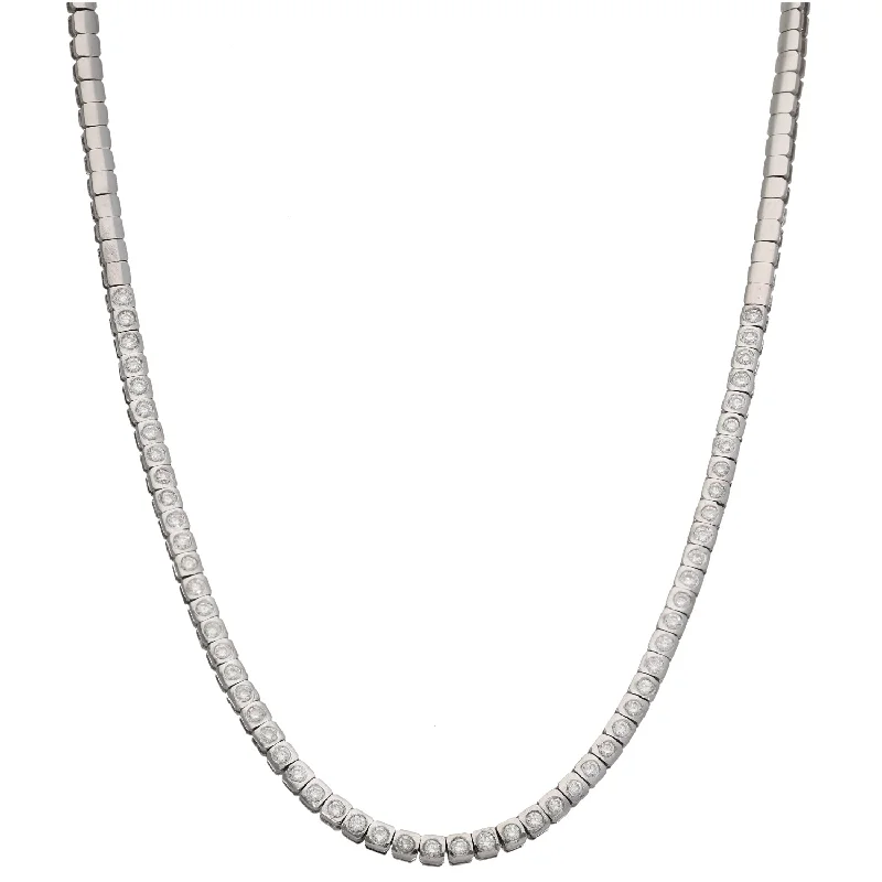 Flow shape necklaces-18ct White Gold 2.85ct Diamond Fancy Necklace 18"